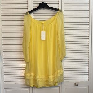 Yellow Relaxed Ruffled Long Sleeve Dress